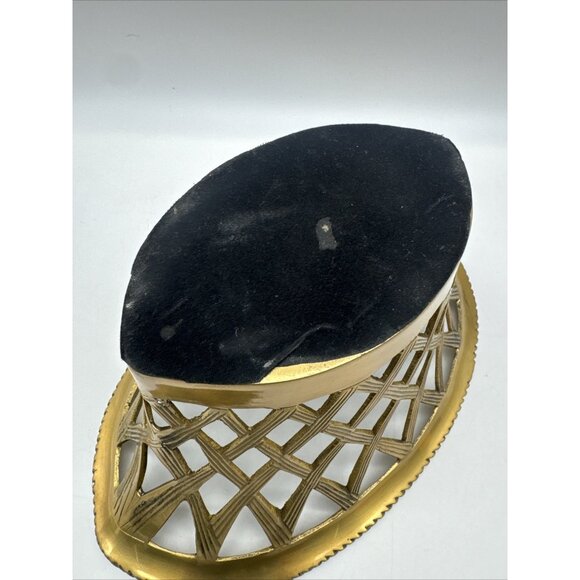 Vintage Brass Weave Lattice Basket Planter Fruit Bowl - Picture 11 of 13